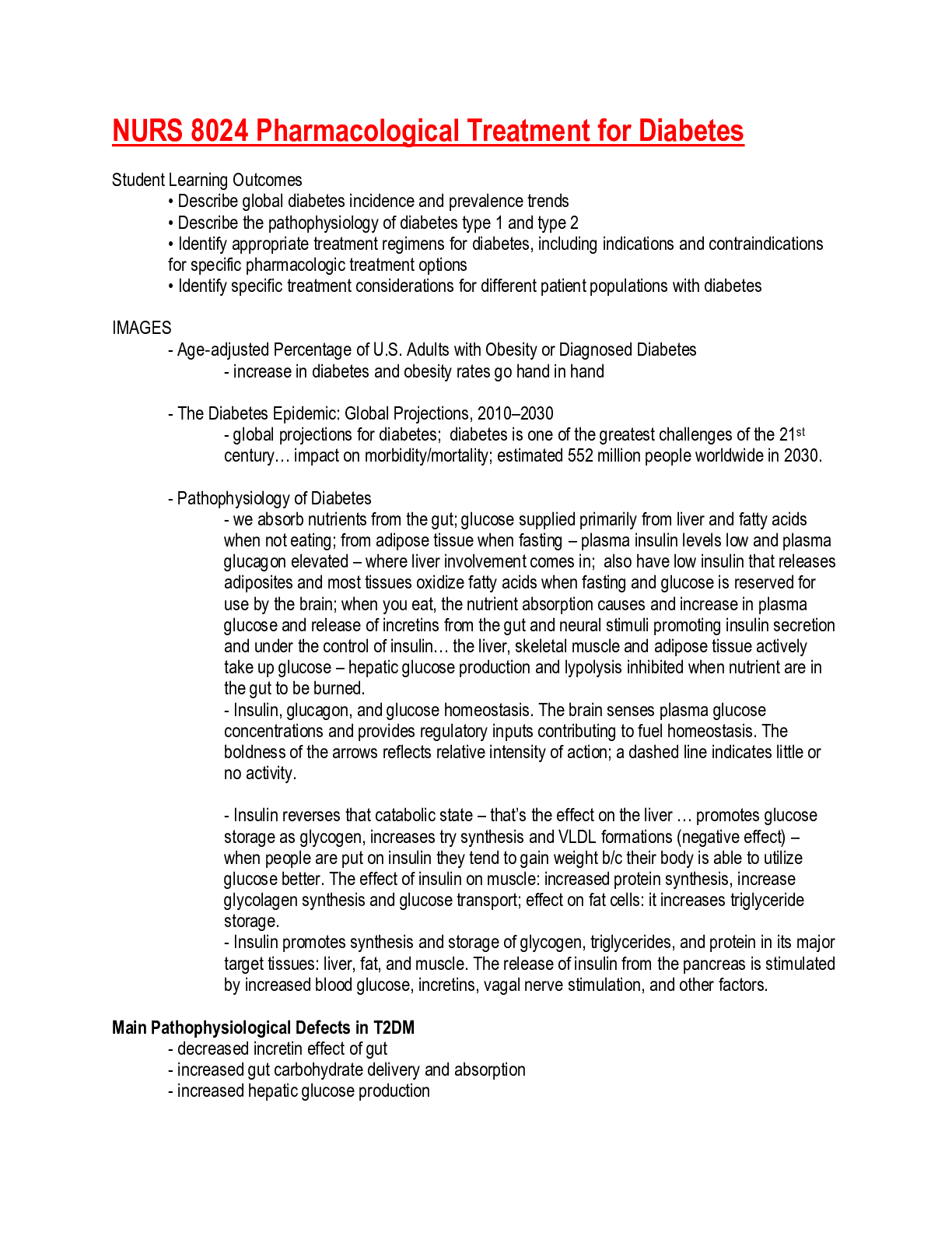 Preview of NURS 8024 Pharmacological Treatment for Diabetes (Complete 100% Solved )